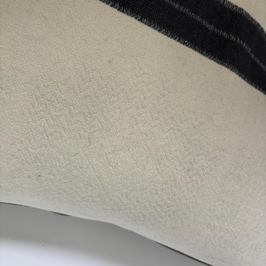 Cream wool pillow with dark gray stripe 18” winter wool exposed zipper striped pillow housewarming gift
