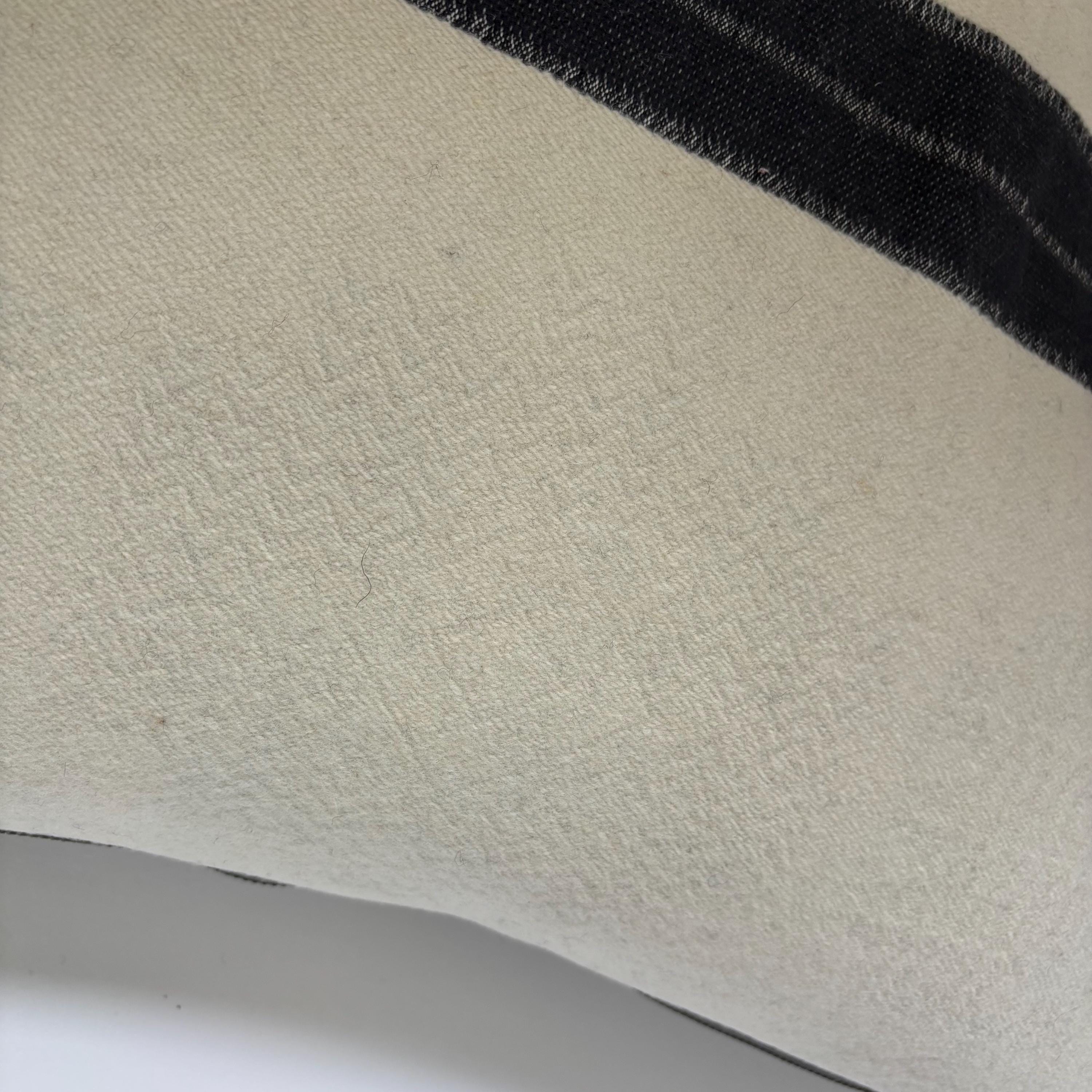 Cream wool pillow with dark gray stripe 18” winter wool exposed zipper striped pillow housewarming gift