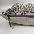 Gray floral paisley linen pillow cover exposed zipper-leather pull 14x24 20”22"24” high quality floral pillow 100% linen pillow