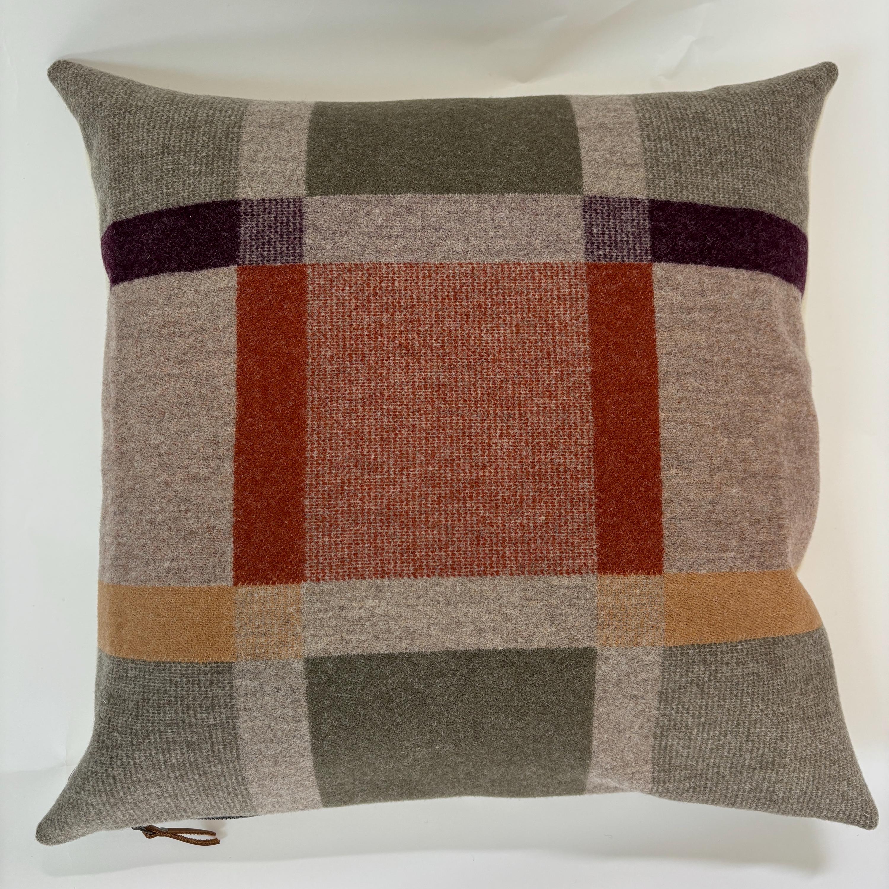 wool plaid pillow cover with green and orange pillow 18”20”22”24” 14x24 housewarming gift