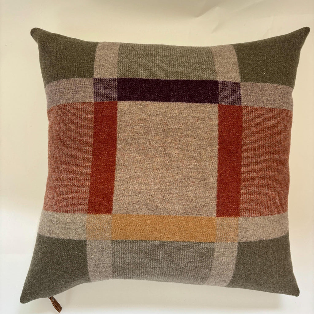 wool plaid pillow cover with green and orange pillow 18”20”22”24” 14x24 housewarming gift