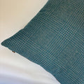 Outdoor pillow blue checked wool pillow cover exposed zipper 14x24" 20" handmade