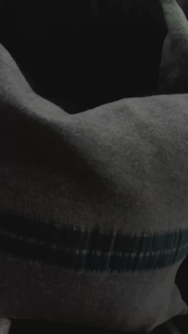 Blue pillow with blue stripe wool 18x18  exposed zipper blue striped pillow housewarming gift